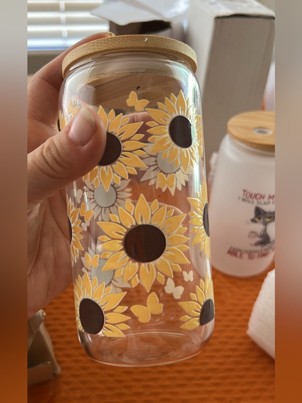 Glass tumblers drinking glass with lid